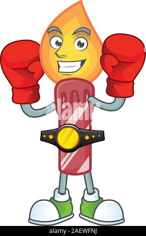 Funny Boxing rote Streifen Kerze Zeichentrickfigur Stil Stock Vektor