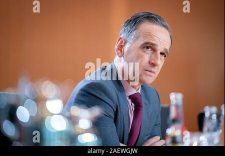 Berlin, Deutschland. 11 Dez, 2019. Heiko Maas (SPD), Minister für auswärtige Angelegenheiten nimmt an der Sitzung des Bundeskabinetts im Bundeskanzleramt. Credit: Kay Nietfeld/dpa/Alamy leben Nachrichten Stockfoto