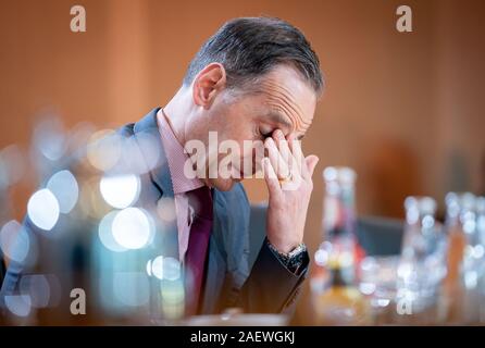 Berlin, Deutschland. 11 Dez, 2019. Heiko Maas (SPD), Minister für auswärtige Angelegenheiten nimmt an der Sitzung des Bundeskabinetts im Bundeskanzleramt. Credit: Kay Nietfeld/dpa/Alamy leben Nachrichten Stockfoto