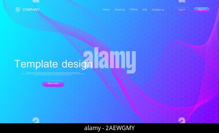 Website template Design. Asbtract wissenschaftlichen Hintergrund mit bunten dynamische Wellen, sechseckigen Innovation Muster. Moderne landing page für Websites oder Stock Vektor