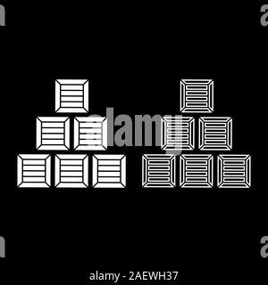 Pyramide Kisten aus Holz "Jobticket" Container Symbol outline weiß Vektor-illustration Flat Style einfach Bild einstellen Stock Vektor