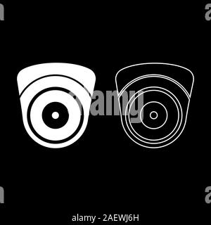 Sphärische camcorder Video Kamera tracking Gerät Überwachung gerät CCTV-sichere Konzept Symbol outline Weiß Vektor einrichten Stock Vektor