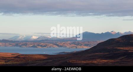 Enard Bucht und Sutherland Berge, Scottish Highlands Stockfoto