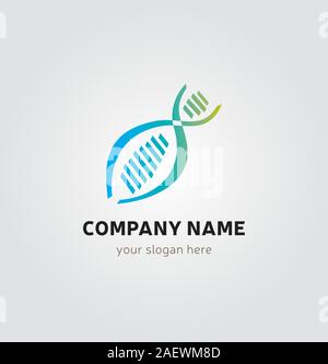 DNA-Symbol, Genetik Logo für medizinische Healthcare Business, blauen und grünen Farben Stock Vektor