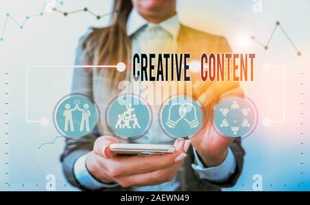 Handschrift Text schreiben kreativer Inhalte. Konzeptionelle Foto zur Verfügung stellen, die mit der Art des Inhalts, den Sie begehren re Stockfoto