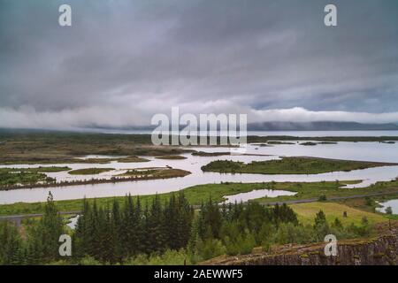 Thingvellir Nationalpark ist ein Nationalpark in der Gemeinde Blaskogabyggd im Südwesten von Island, etwa 40 km nordöstlich von reykjavk. Stockfoto