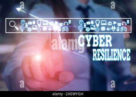 Text Zeichen angezeigt Cyber Resilience. Business Foto text Maß dafür, wie gut ein Unternehmen analysisage eine Abwehr von Cyberattacken können Stockfoto