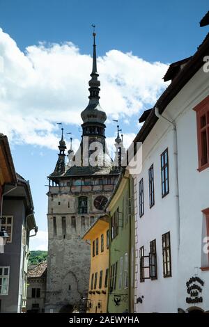 Der Uhrturm von Sighioara, Transilvania Stockfoto