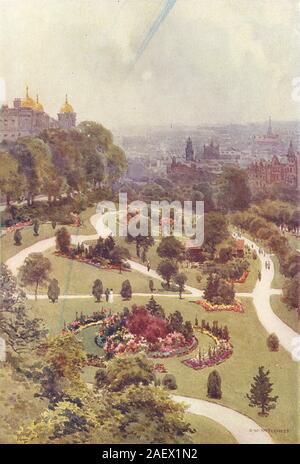 Das Tal Gärten, Harrogate. Yorkshire. Von Ernest Haslehust 1920 alten Drucken Stockfoto