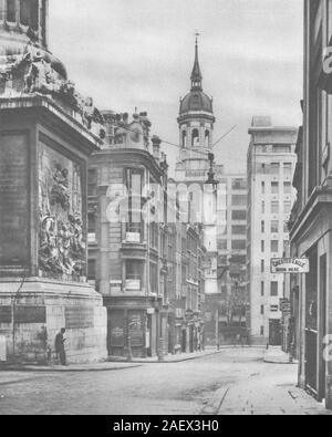 LONDON. An der Basis der Denkmal auf Fish Street Hill 1926 alte Vintage Print Stockfoto