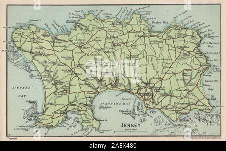 JERSEY. Vintage Karte planen. Kanal Inseln. St Helier 1950 alte Vintage Stockfoto