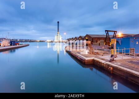 Abend in Shoreham Port in Southwick, West Sussex, England. Stockfoto