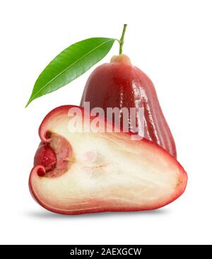 Rose Äpfel oder chomphu auf Weiß mit Freistellungspfad isoliert Stockfoto