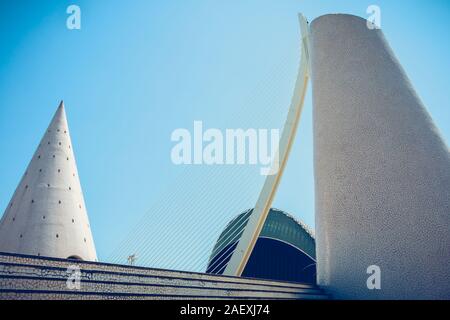 Valencia, Spanien - 17. Juni 2017: architektonische Details der Stadt der Künste und Wissenschaften, entworfen von dem Architekten und Ingenieur Santiago Calatrava, als w Stockfoto