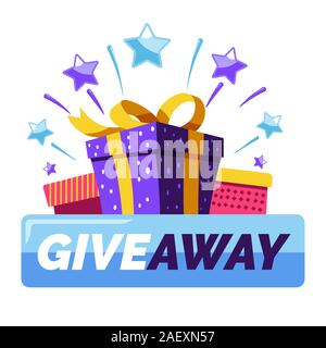 Werbegeschenk banner Vorlage von geschenkboxen und Schaltfläche mit Text Stock Vektor