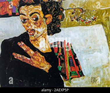 Egon Schiele, Selbstportrait, (mit schwarzem Steingut Gefäß), Malerei, 1911 Stockfoto