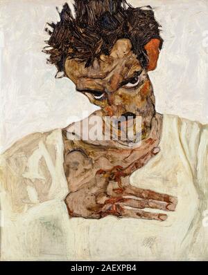 Egon Schiele, Selbstportrait mit gesenktem Kopf, Malerei, 1912 Stockfoto