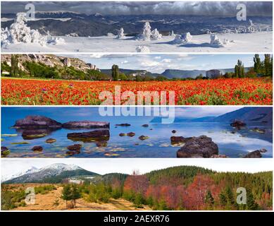 Einstellen der 4 Jahreszeiten Landschaft für Banner Stockfoto
