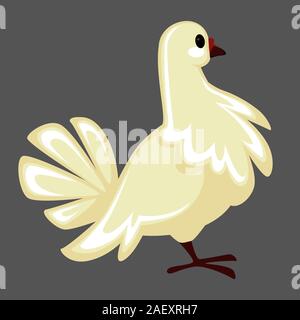 Weiße Taube und taube vogel mit Federn fluffed Seitenansicht Stock Vektor