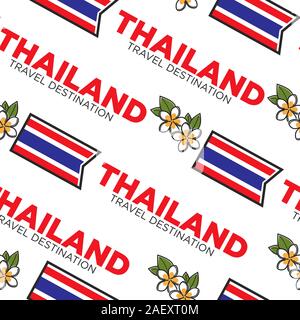 Thailand Reiseziel nahtlose Muster mit thailändischen Nationalflagge Stock Vektor