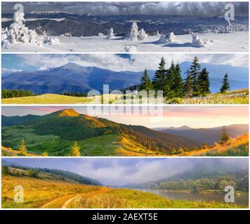 Einstellen der 4 Jahreszeiten Landschaft für Banner Stockfoto