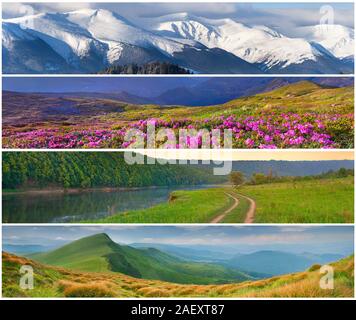 Einstellen der 4 Jahreszeiten Landschaft für Banner Stockfoto