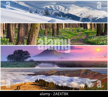 Einstellen der 4 Jahreszeiten Landschaft für Banner Stockfoto
