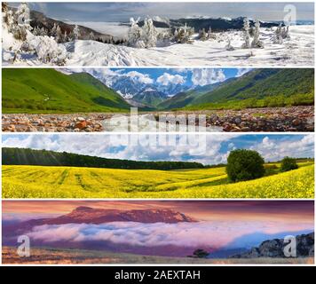 Einstellen der 4 Jahreszeiten Landschaft für Banner Stockfoto