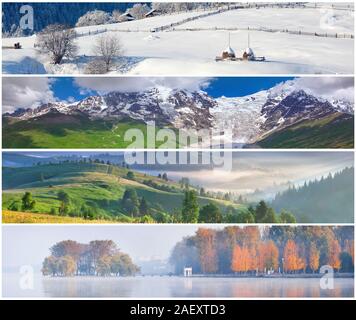 Einstellen der 4 Jahreszeiten Landschaft für Banner Stockfoto