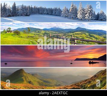 Einstellen der 4 Jahreszeiten Landschaft für Banner Stockfoto