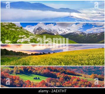 Einstellen der 4 Jahreszeiten Landschaft für Banner Stockfoto