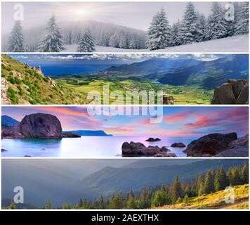 Einstellen der 4 Jahreszeiten Landschaft für Banner Stockfoto