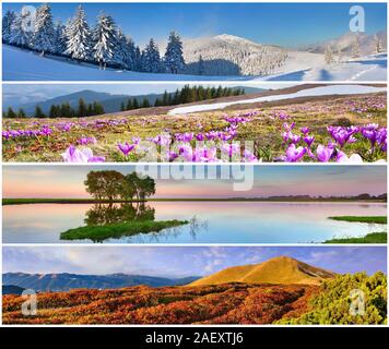 Einstellen der 4 Jahreszeiten Landschaft für Banner Stockfoto