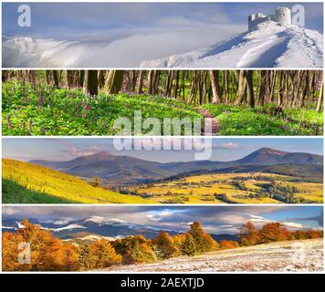 Einstellen der 4 Jahreszeiten Landschaft für Banner Stockfoto
