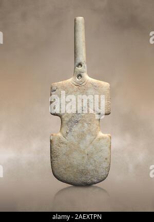 Kykladen Violine geformte Figur. Früh kykladische Zeitraum I (Grotta-Pelos Phase 3200-2800). Nationale Archäologische Museum, Athen. Dieses violi Stockfoto