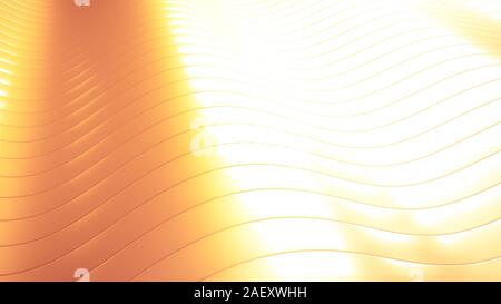 Golden schöne bunte 3D-Hintergrund mit glatten Linien und Wellen von Metall. 3D-Rendering, 3D-Darstellung. Stockfoto