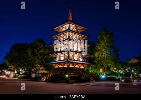 Orlando, Florida. Dezember 06, 2019. Panoramablick auf orientalische Gebäude in Japan Pavillion in Epcot (21) Stockfoto