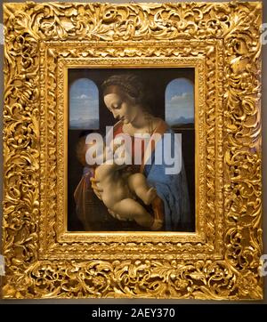 Madonna mit Kind, die litta Madonna, von Leonardo Da Vinci, Eremitage, St. Petersburg, Russland Stockfoto