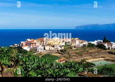 Blick auf das Dorf Agulo auf der Kanarischen Insel La Gomera. Stockfoto