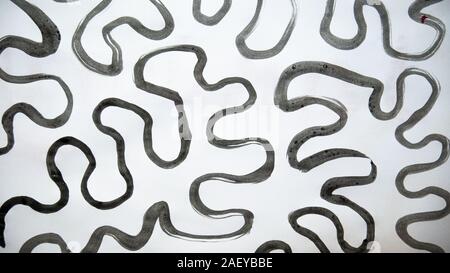 Schwarze Schilder mit Gouache und Pinsel gezeichnet. Stockfoto
