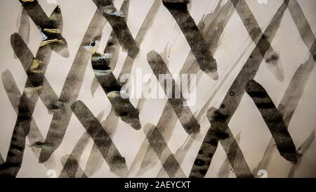 Schwarze Schilder mit Gouache und Pinsel gezeichnet. Stockfoto