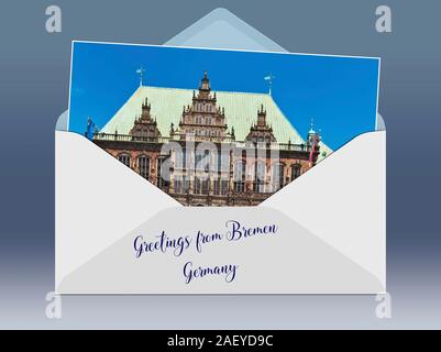 Blick über den Marktplatz von Bremen nach dem Rathaus, Freie Hansestadt Bremen, Deutschland, Europa Stockfoto