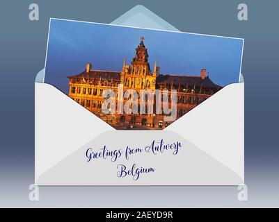 Marktplatz 'Grote Markt' mit der Stadt Halle tadhuis', Flandern, Antwerpen, Belgien, Europa Stockfoto