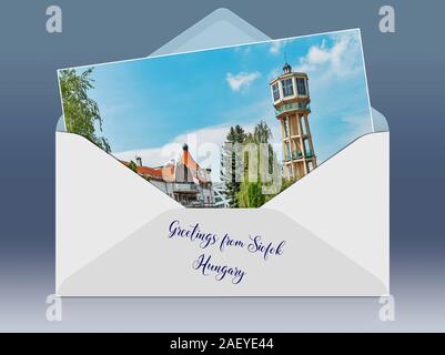 Der Wasserturm in Siofok wurde 1912 erbaut. Es ist das Wahrzeichen der Stadt, Siófok, Somogy, Südtransdanubien, Ungarn, Europa Stockfoto