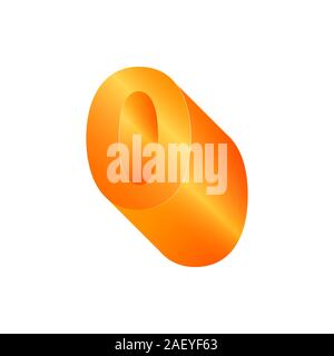 3D-Nummer 0. Volumetrische orange Abbildung mit einem metallischen Glanz Stock Vektor