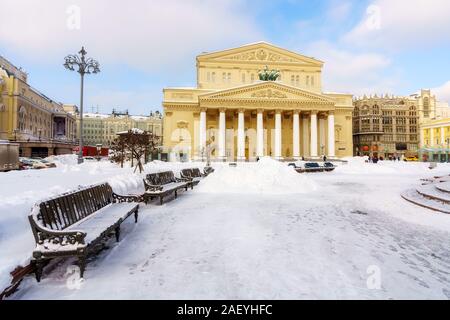 Bolschoi-theater in Moskau im Winter Stockfoto