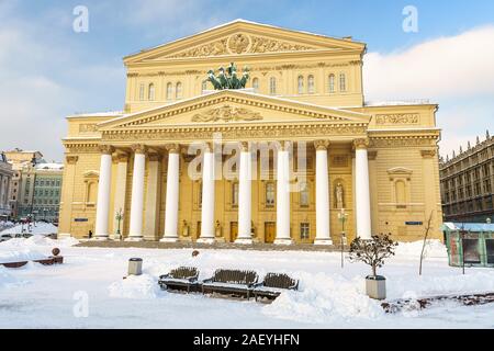 Bolschoi-theater in Moskau im Winter Stockfoto