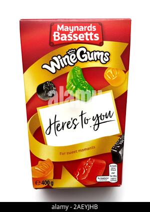 Maynards Bassetts wine Gums 400g Retail Box, Großbritannien Stockfoto