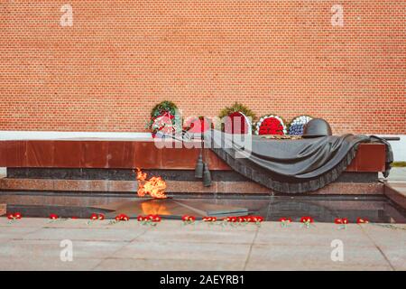 Ewige Flamme auf dem Grab des unbekannten Soldaten Stockfoto