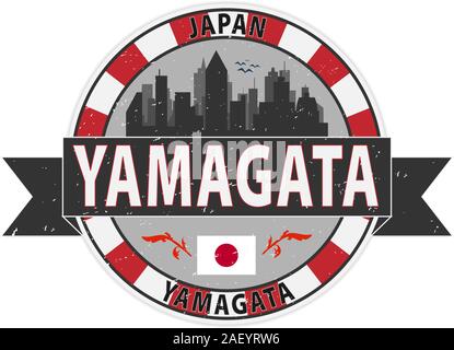 Stempel von yamagata, Präfektur Yamagata, Japan. Vorlage für die geschäftliche Nutzung. Stock Vektor